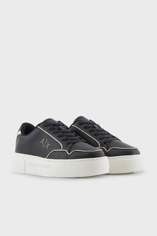 Armani Exchange - Armani Exchange Logolu Sneaker Bayan Ayakkabı XDX160 XV888 T780 SİYAH-GOLD (1)