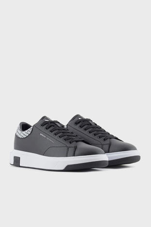 Armani Exchange - Armani Exchange Logolu Sneaker Erkek Ayakkabı XUX123 XV761 S277 SİYAH-BEYAZ (1)