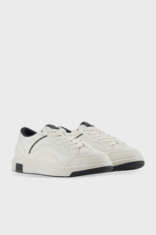 Armani Exchange - Armani Exchange Logolu Sneaker Erkek Ayakkabı XUX193 XV908 N480 BEYAZ-SİYAH (1)