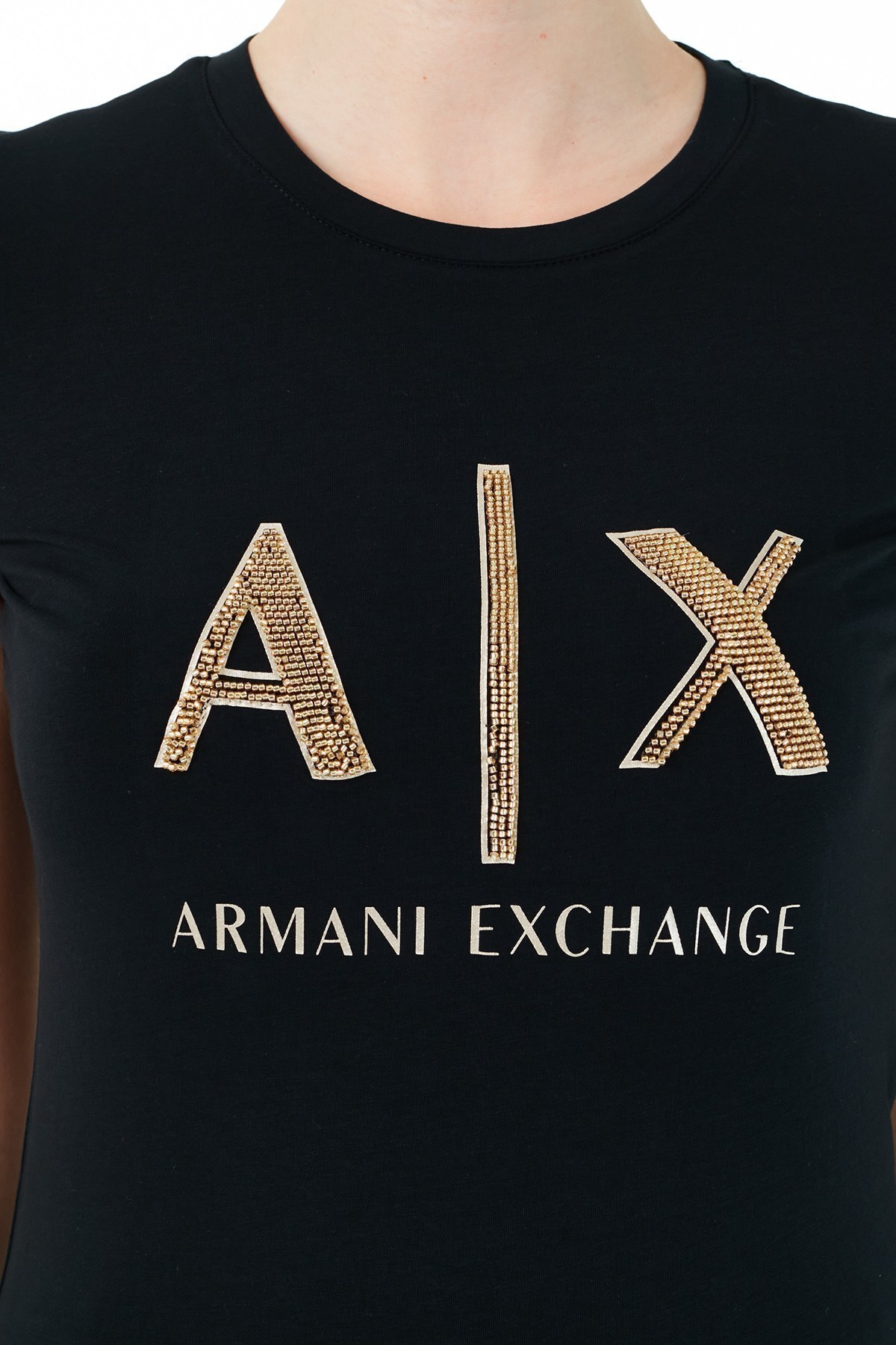 Armani Exchange Pamuklu Bisiklet Yaka Slim Fit Bayan T Shirt 3KYTRA YJC7Z 1200 SİYAH