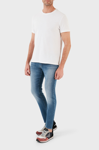Armani Exchange Pamuklu Düşük Bel Skinny Fit Dar Paça J14 Jeans Erkek Kot Pantolon 6RZJ14 Z1TTZ 25EV MAVİ