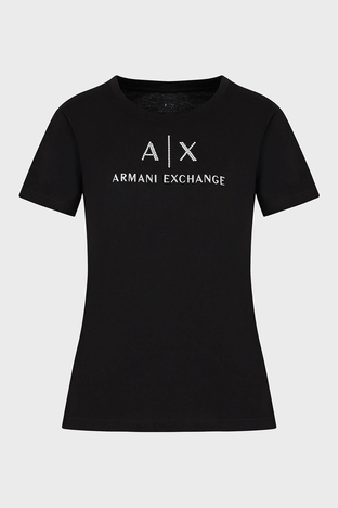 Armani Exchange - Armani Exchange Pamuklu Regular Fit Bisiklet Yaka Bayan T Shirt 3DYTAF YJG3Z 1200 SİYAH