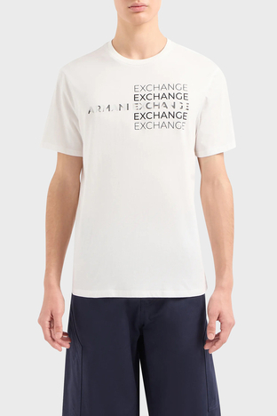Armani Exchange - Armani Exchange Pamuklu Regular Fit Bisiklet Yaka Erkek T Shirt 3DZTAC ZJ9TZ 1116 BEYAZ