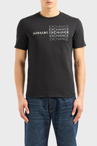 Armani Exchange - Armani Exchange Pamuklu Regular Fit Bisiklet Yaka Erkek T Shirt 3DZTAC ZJ9TZ 1200 SİYAH