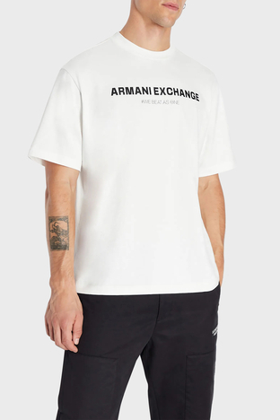Armani Exchange - Armani Exchange Pamuklu Regular Fit Bisiklet Yaka Erkek T Shirt 6RZMHM ZJDHZ 1116 BEYAZ