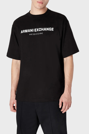 Armani Exchange - Armani Exchange Pamuklu Regular Fit Bisiklet Yaka Erkek T Shirt 6RZMHM ZJDHZ 1200 SİYAH
