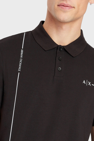 Armani Exchange - Armani Exchange Pamuklu Regular Fit Düğmeli T Shirt Erkek Polo 3RZFBB ZJCDZ 1200 SİYAH (1)