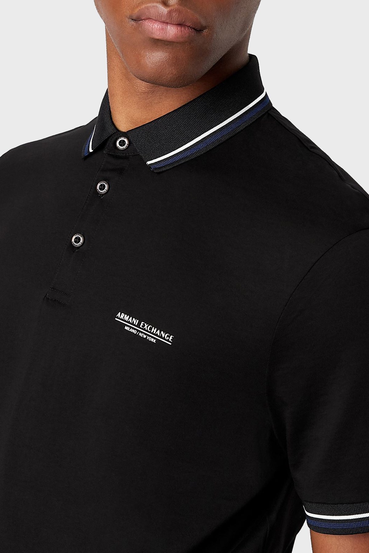 Armani Exchange Pamuklu Regular Fit Düğmeli T Shirt Erkek Polo 3LZFLB ZJ9AZ 1200 SİYAH