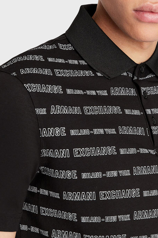 Armani Exchange - Armani Exchange Pamuklu Regular Fit Düğmeli T Shirt Erkek Polo 3LZFMW ZJH4Z 42AD SİYAH (1)