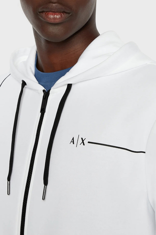 Armani Exchange - Armani Exchange Pamuklu Regular Fit Kapüşonlu Erkek Sweat 3RZMBB ZJCAZ 1100 BEYAZ (1)