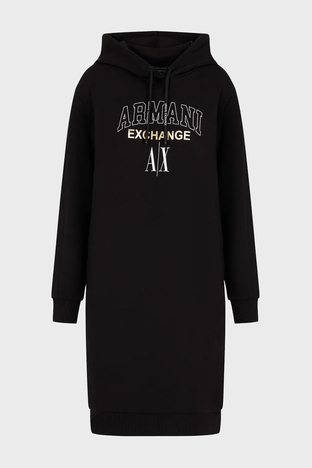 Armani Exchange - Armani Exchange Pamuklu Regular Fit Kapüşonlu Kışlık Spor Bayan Elbise 6RYA78 YJEBZ 1200 SİYAH