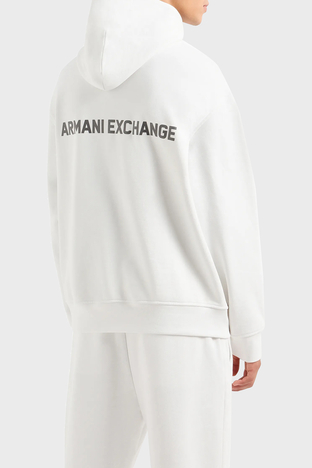 Armani Exchange - Armani Exchange Pamuklu Regular Fit Logolu Kapüşonlu Erkek Sweat 6DZMLJ ZJ4XZ 1116 BEYAZ (1)