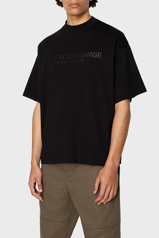 Armani Exchange - Armani Exchange Pamuklu Regular Fit Sıfır Yaka Erkek T Shirt 6RZTLH ZJ9JZ 1200 SİYAH