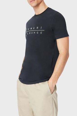 Armani Exchange - Armani Exchange Pamuklu Slim Fit Bisiklet Yaka Erkek T Shirt 3RZTBR ZJAAZ 1510 LACİVERT