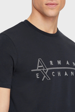 Armani Exchange - Armani Exchange Pamuklu Slim Fit Bisiklet Yaka Erkek T Shirt 3RZTBR ZJAAZ 1510 LACİVERT (1)