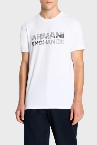 Armani Exchange - Armani Exchange Pamuklu Slim Fit Bisiklet Yaka Erkek T Shirt 6RZTBE ZJAAZ 1100 BEYAZ