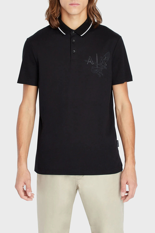 Armani Exchange - Armani Exchange Pamuklu Slim Fit Düğmeli Erkek Polo T Shirt 3RZFAD ZJHAZ 1200 SİYAH