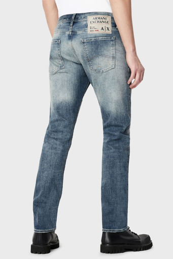 Armani Exchange Pamuklu Yüksek Bel Boru Paça Slim Fit J10 Jeans Erkek Kot Pantolon 3RZJ10 Z1YDZ 1500 LACİVERT