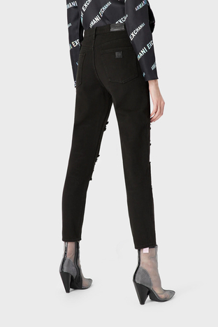Armani Exchange - Armani Exchange Pamuklu Yüksel Bel Slim Fit Yırtık Detaylı J51 Jeans Bayan Kot Pantolon 3RYJ51 Y1HRZ 1200 SİYAH (1)