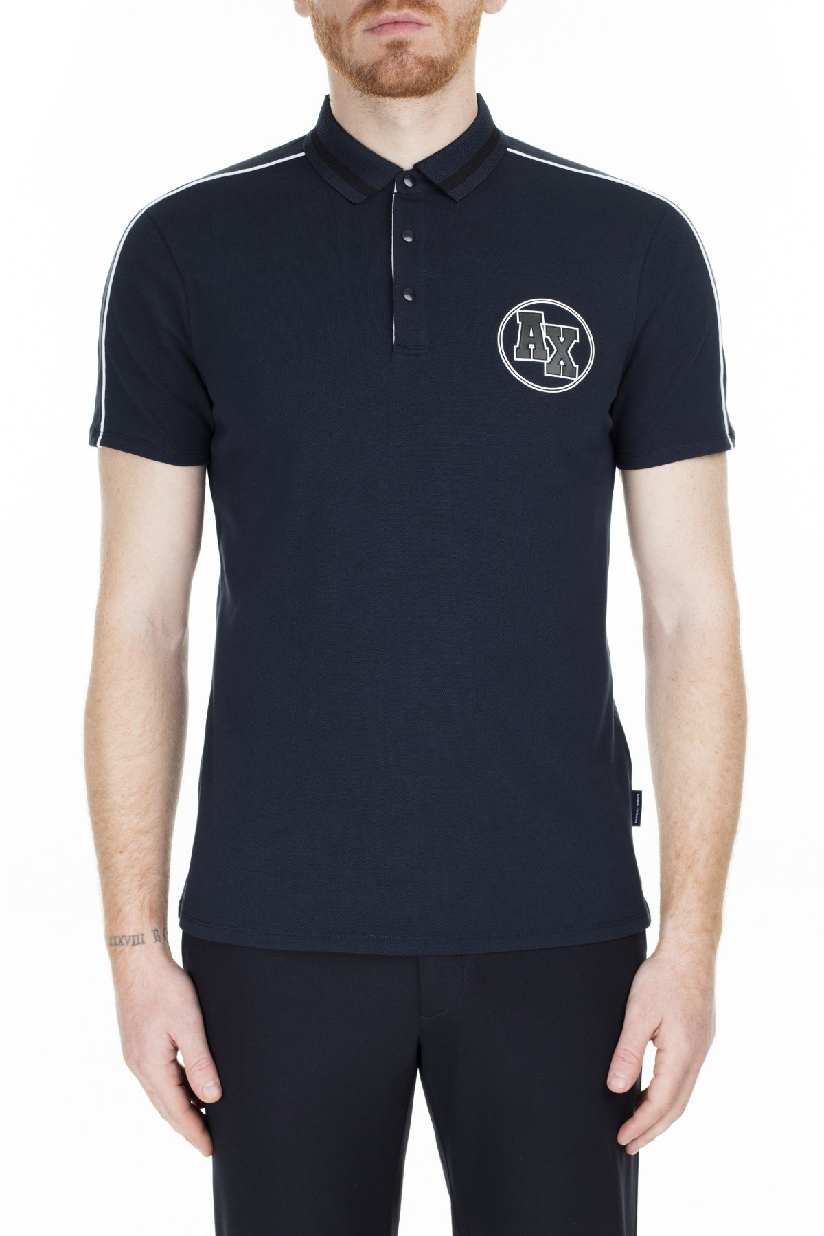 Armani Exchange Slim Fit T Shirt Erkek Polo 3HZFFC ZJ1VZ 1510 LACİVERT