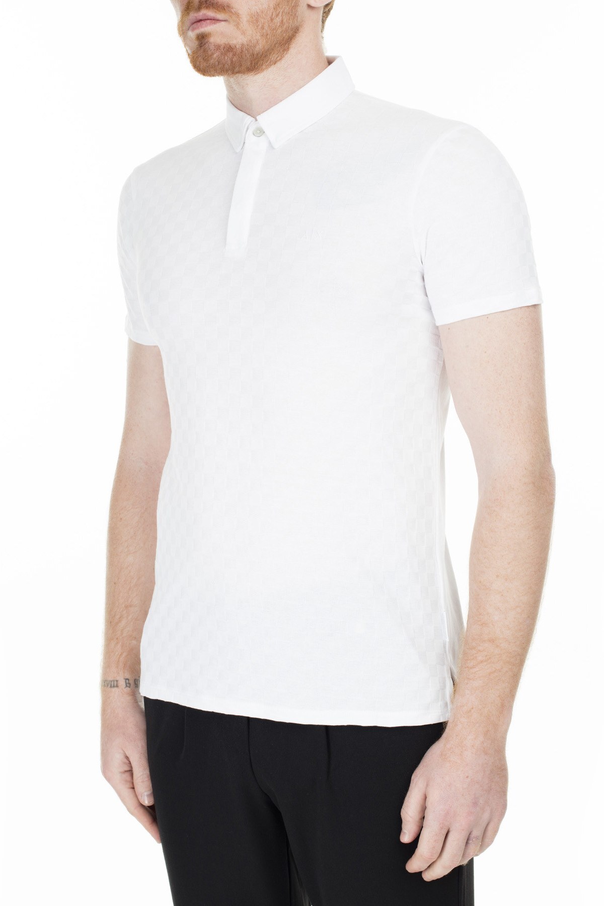 Armani Exchange Slim Fit T Shirt Erkek Polo 3HZFFD ZJ7EZ 1100 BEYAZ