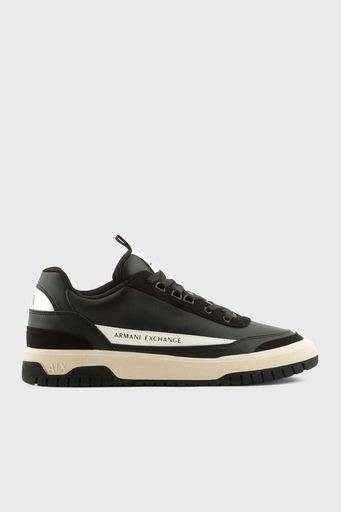 Armani Exchange Süet Karışımlı Logolu Sneaker Erkek Ayakkabı XUX178 XV764 K001 SİYAH
