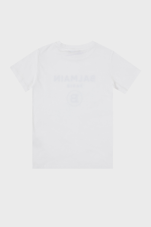 Balmain - Balmain Pamuklu Bisiklet Yaka Çocuk T Shirt 6M8701 MX030 100NE BEYAZ (1)