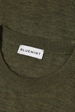 Bluemint - Bluemint Frank % 100 Yün Regular Fit Bisiklet Yaka Erkek Kazak BM2420101MW 979 Olive Melanj (1)