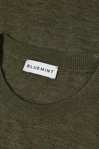 Bluemint Frank % 100 Yün Regular Fit Bisiklet Yaka Erkek Kazak BM2420101MW 979 Olive Melanj