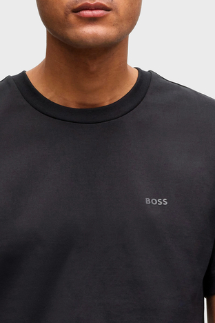 Boss - Boss % 100 Pamuk Bisiklet Yaka Regular Fit Jarse Erkek T Shirt 50468347 001 SİYAH (1)