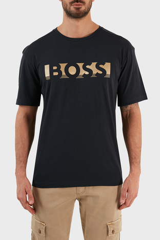Boss - Boss % 100 Pamuk Logolu Relaxed Fit Bisiklet Yaka Erkek T Shirt S 50466295 402 LACİVERT