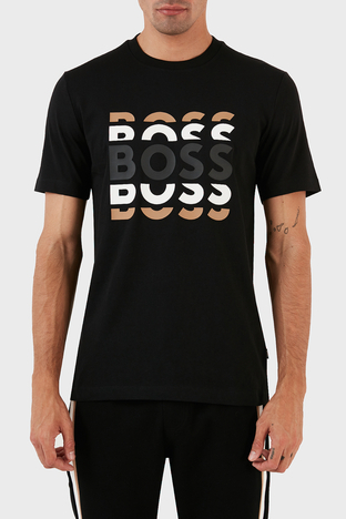 Boss - Boss % 100 Pamuk Regular Fit Bisiklet Yaka Erkek T Shirt 50495735 001 SİYAH