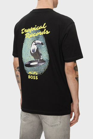 Boss - Boss % 100 Pamuk Relaxed Fit Sırt Baskılı Erkek T Shirt 50515553 002 SİYAH (1)