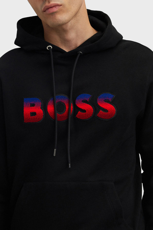 Boss - Boss Degrade Logolu Pamuklu Kapüşonlu Regular Fit Erkek Sweat 50499560 001 SİYAH (1)