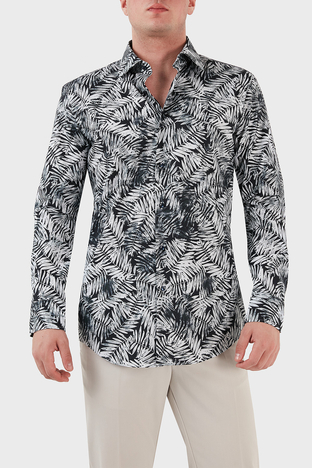 Boss - Boss Desenli Streç Pamuklu Slim Fit Erkek Gömlek 50490034 404 LACİVERT