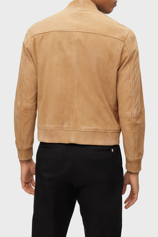 Boss - Boss Hakiki Deri Süet Regular Fit Bomber Erkek Ceket 50494621 260 BEJ (1)
