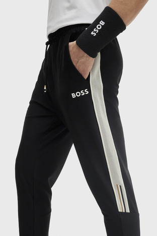 Boss - Boss Kontrast Şeritli Belden Bağlamalı Cepli Regular Fit Erkek Pantolon 50506163 001 SİYAH (1)