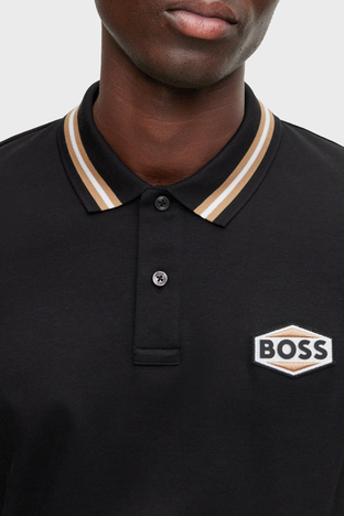 Boss - Boss Logo Armalı % 100 Pamuk Regular Fit Erkek Polo Yaka T Shirt 50495553 001 SİYAH (1)