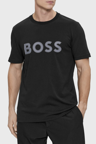 Boss - Boss Logo Baskılı Bisiklet Yaka Regular Fit Pamuklu Jarse Erkek T Shirt 50506344 001 SİYAH