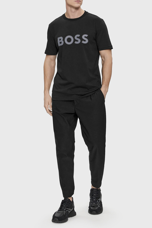 Boss - Boss Logo Baskılı Bisiklet Yaka Regular Fit Pamuklu Jarse Erkek T Shirt 50506344 001 SİYAH (1)