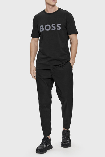 Boss Logo Baskılı Bisiklet Yaka Regular Fit Pamuklu Jarse Erkek T Shirt 50506344 001 SİYAH