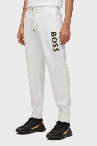 Boss - Boss Logolu Belden Bağlamalı % 100 Pamuk Regular Fit Jogger Erkek Pantolon 50481345 100 BEYAZ (1)