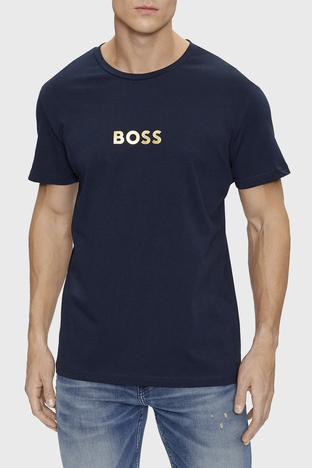 Boss - Boss Logolu Bisiklet Yaka % 100 Pamuk Regular Fit Erkek T Shirt 50484328 415 LACİVERT