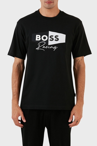 Boss - Boss Logolu Bisiklet Yaka % 100 Pamuk Regular Fit Erkek T Shirt 50496223 001 SİYAH