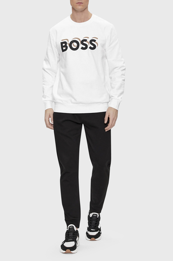 Boss Logolu Bisiklet Yaka Pamuklu Relaxed Fit Erkek Sweat 50507939 100 BEYAZ