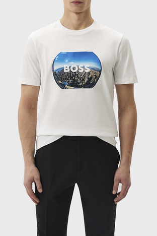 Boss - Boss Logolu Bisiklet Yaka Regular Fit Pamuklu Erkek T Shirt 50512110 101 BEYAZ