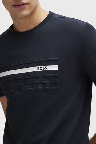 Boss - Boss Logolu Bisiklet Yaka Regular Fit Pamuklu Erkek T Shirt 50513010 402 LACİVERT (1)