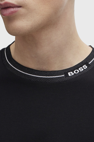 Boss - Boss Logolu Bisiklet Yaka Regular Fit Pamuklu Jarse Erkek T Shirt 50512867 001 SİYAH (1)