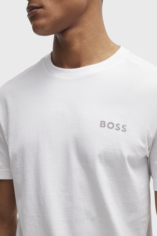 Boss - Boss Logolu Bisiklet Yaka Regular Fit Pamuklu Jarse Erkek T Shirt 50515620 100 BEYAZ (1)