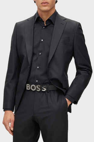 Boss - Boss Logolu Hakiki Deri Erkek Kemer 50471128 001 SİYAH (1)